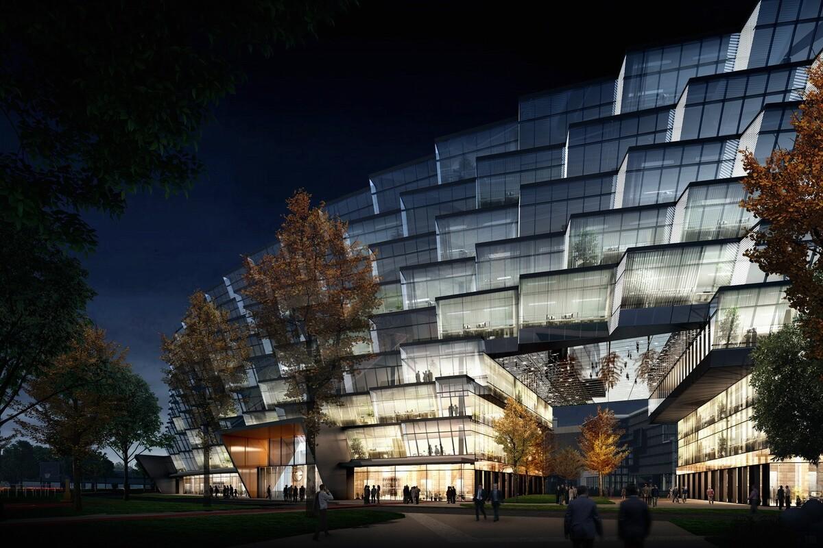 律动绿洲，超越凝固时刻：临空超大型围合式建筑 / BAU建筑与城市设计事务所